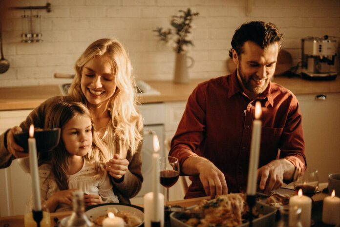 Family eating dinner